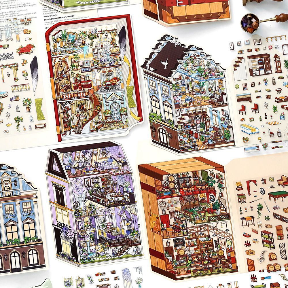 Infeel.Me2.5D Miniature Landscape Stickers My Little House Volume 19 Creative Stress Relief Puzzle Journal Toy