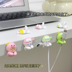 アニメかわいいデータケーブル固定器デスクトップ理線器収納バックル携帯電話線巻線器バックル充電線クリップ