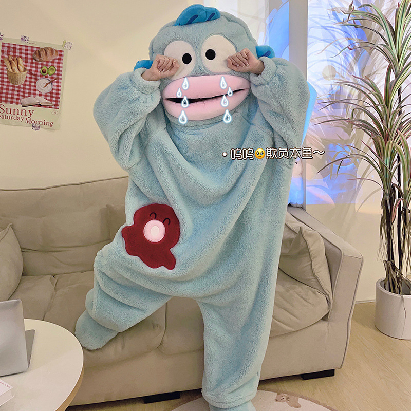 Coral fleece student one-piece clown fish funny pajamas winter new thick warm can go out home clothes nightgown Coral fleece student one-piece clown fish funny pajamas winter new thick warm can go out home clothes nightgown