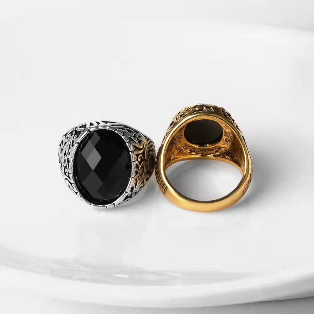 Retro Geometric Alloy Plating Inlay Resin Men's Rings display picture 9