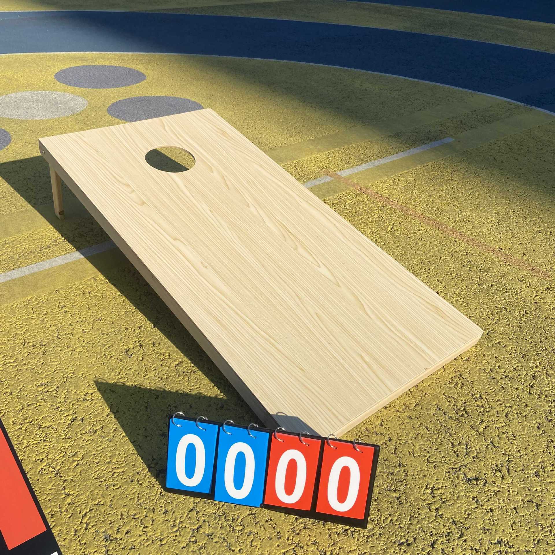 Bolsa de madera en el lugar junta de lanzamiento de campamento padres-hijos grupo de construcción juego clásico americano bolsas de maíz