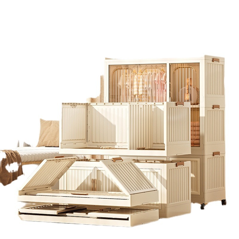 Folding Storage Cabinet Storage Cabinet Household Multi-Layer Plastic Installation-Free Snack Cabinet Children's Wardrobe Toy Storage Cabinet