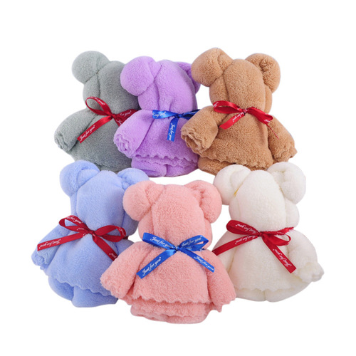 高密珊瑚绒小熊毛巾伴手礼 礼盒造型毛巾独立包装幼儿园创意礼品