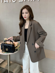 咖色西装外套女2025年秋新款感网红炸街休闲西服上衣