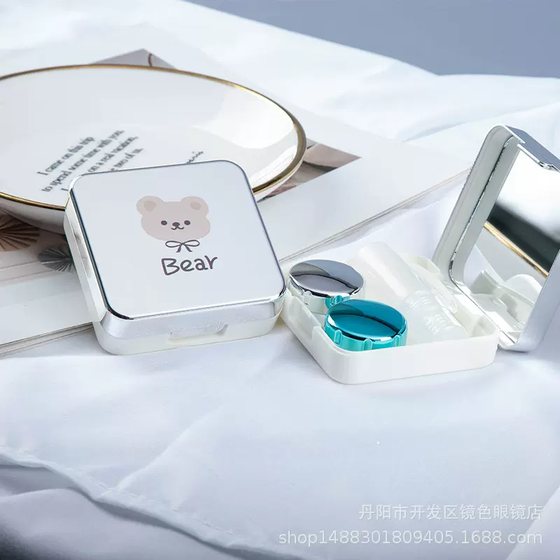 隐形眼镜盒镜面ins风便携美瞳盒简约可爱少女心高级感双联伴侣盒