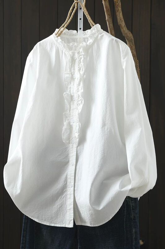 White Shirt for Women, New Spring Model, Stylish and Artistic Design, Loose and Relaxed Fit, Versatile Shirt, 2026 Edition