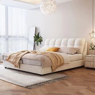 Cream Style Light Luxury New Ins Style Cloth Bed Double Bed Cloth Bed Bedroom Internet Celebrity Bed Modern Simple Technology Cloth Bed