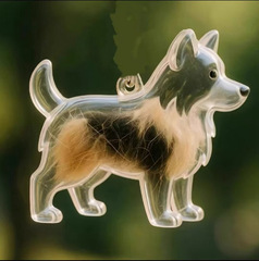 人気の透明でかわいい子犬の毛皮収納ボックスペンダント、高価値バッグペンダント、カプセル記念コレクションペンダント