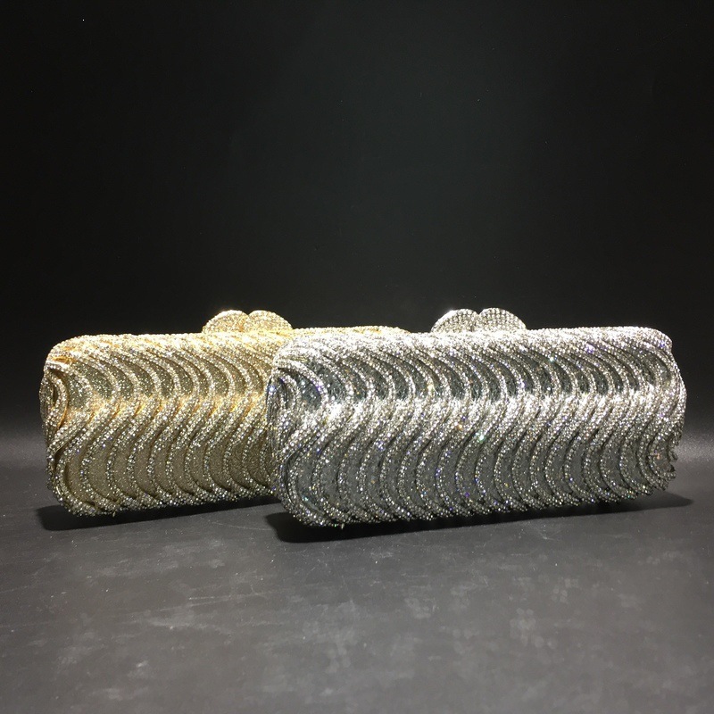 Bolsa de diamante de agua de patrón S bolsa de cena de cristal de metal bolsa de diamantes hecha a mano bolsa de pulsera Aliexpress damas