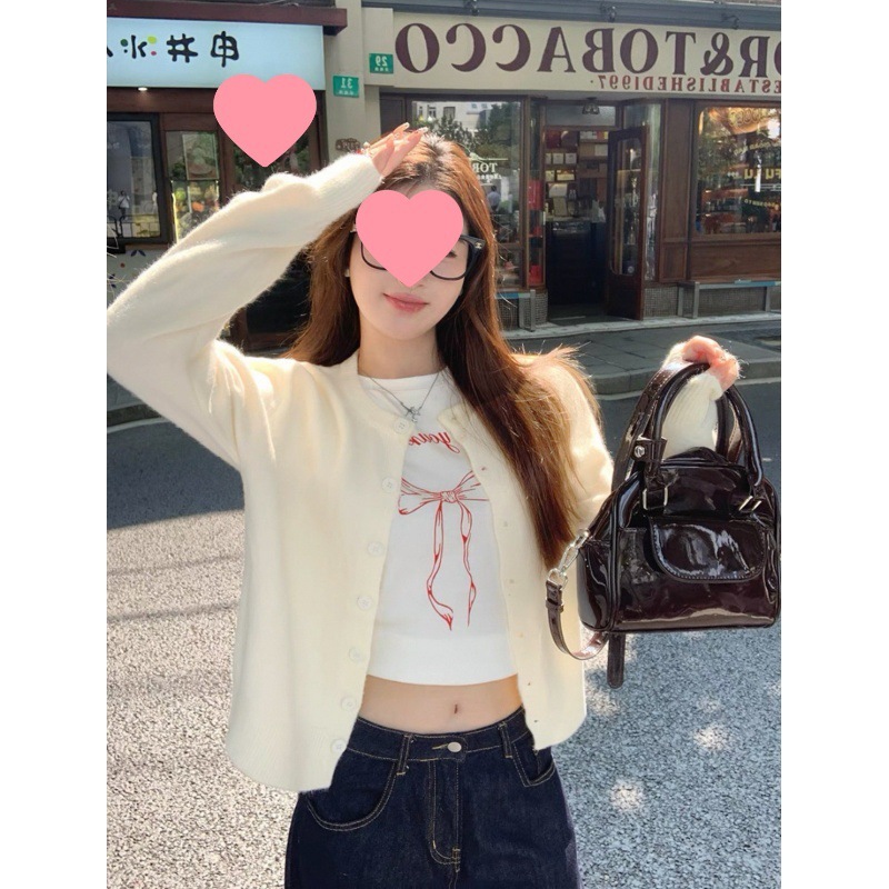 开衫配吊带外搭女外套初夏2025新款红色针织上衣开夏穿搭短款宽松|undefined