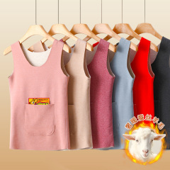 Silk Wool Warm Vests 2023 New Women's Winter Fleece Lined Thick Inner Waist Protection Layering Top