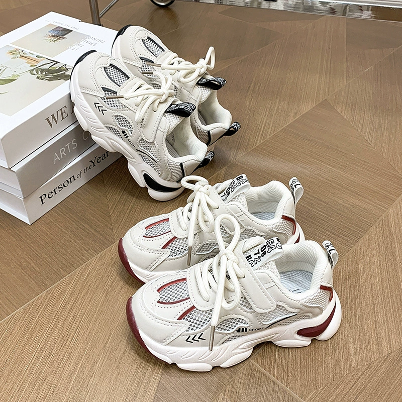 Детские спортивные кроссовки 2025 года, летние, дышащие, из сетчатого материала, в корейском стиле, модные кроссовки для мальчиков и девочек постарше.