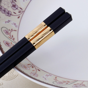 Alloy Chopsticks Gold Three Leaf Chopsticks Household suit Packaging 10 Pair Chopsticks