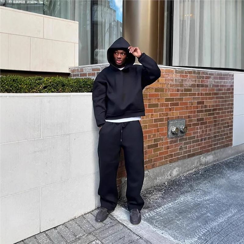 Sudadera con capucha de moda de pareja simple casual transfronteriza europea y americana, suéter suelto de color sólido, pantalones de suéter, juego AliExpress