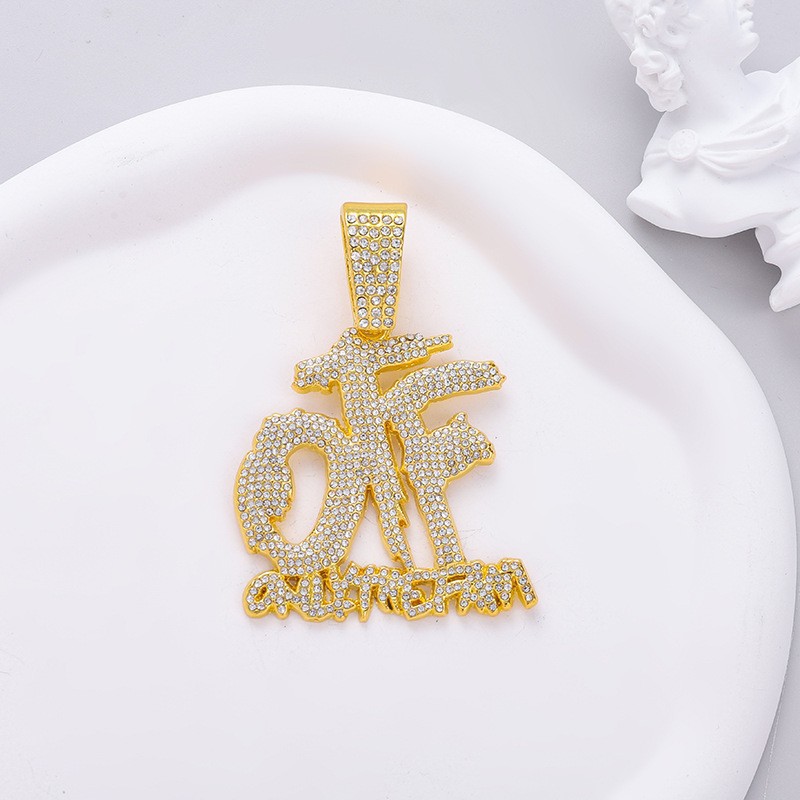 Rhinestones Inlay Material Pendant Necklace, Necklace Pendant Classification IG Style Hip-Hop Letter Alloy Inlay Rhinestones Unisex Pendant Necklace Necklace Pendant Men Pendant Necklaces
