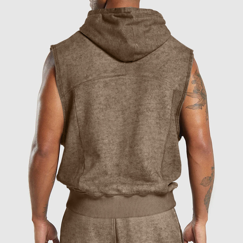 Vintage Herren Weste Mit Blumenmuster Sleeveless Kapuzenpulli_voghion.com