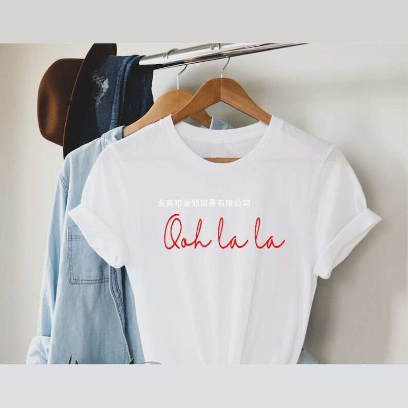Oh La La Ladies Printed T-Shirt French Quote Funny Slogan Graphic T-Shirt Women's Gift Girlfriend Gift