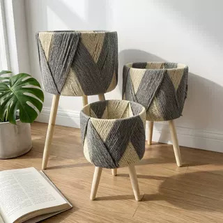 Cesta de Flores Decorativa Tejida a Mano de Cuerda de Papel para Sala de Estar y Oficina image 14
