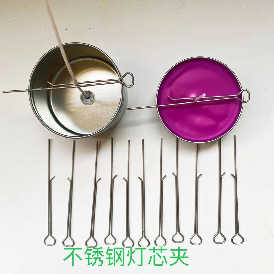 Soporte de vela de acero inoxidable núcleo de cera soporte fijo vela fija abrazadera de mecha 11cm