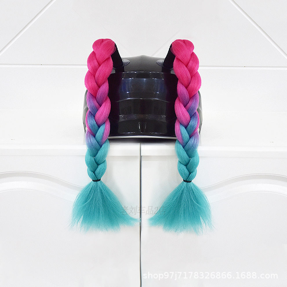 Rider Motorcycle Decoration | Motuoche Auto Parts and Accessories - rose-red-and-teal-short-braids-pair