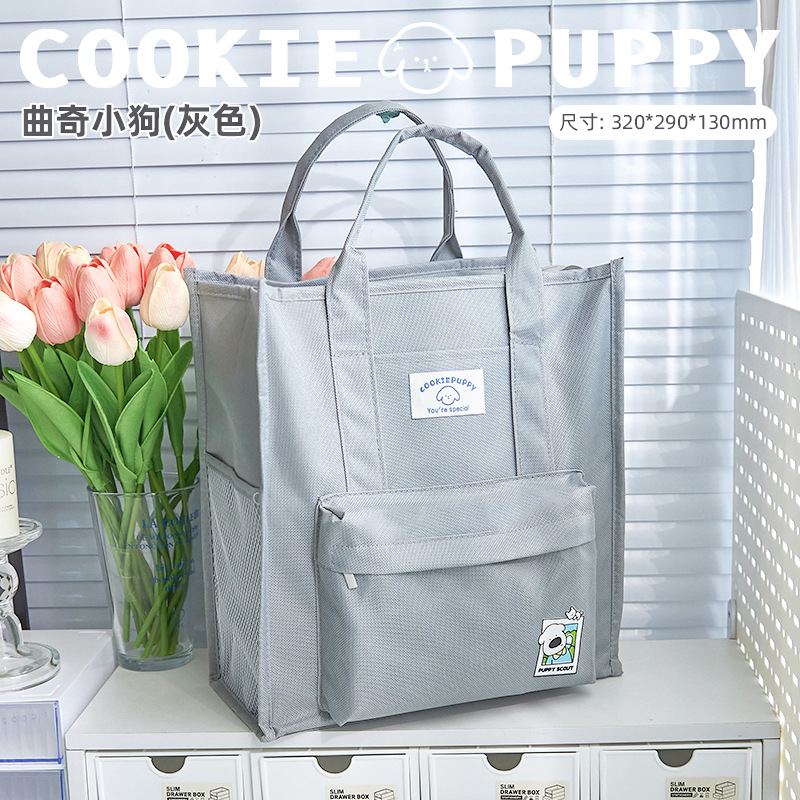 Bonita bolsa de estudio panda con cremallera de gran capacidad bolsa de archivo de almacenamiento portátil para estudiantes de primaria y secundaria bolsa de estudio Oxford tela