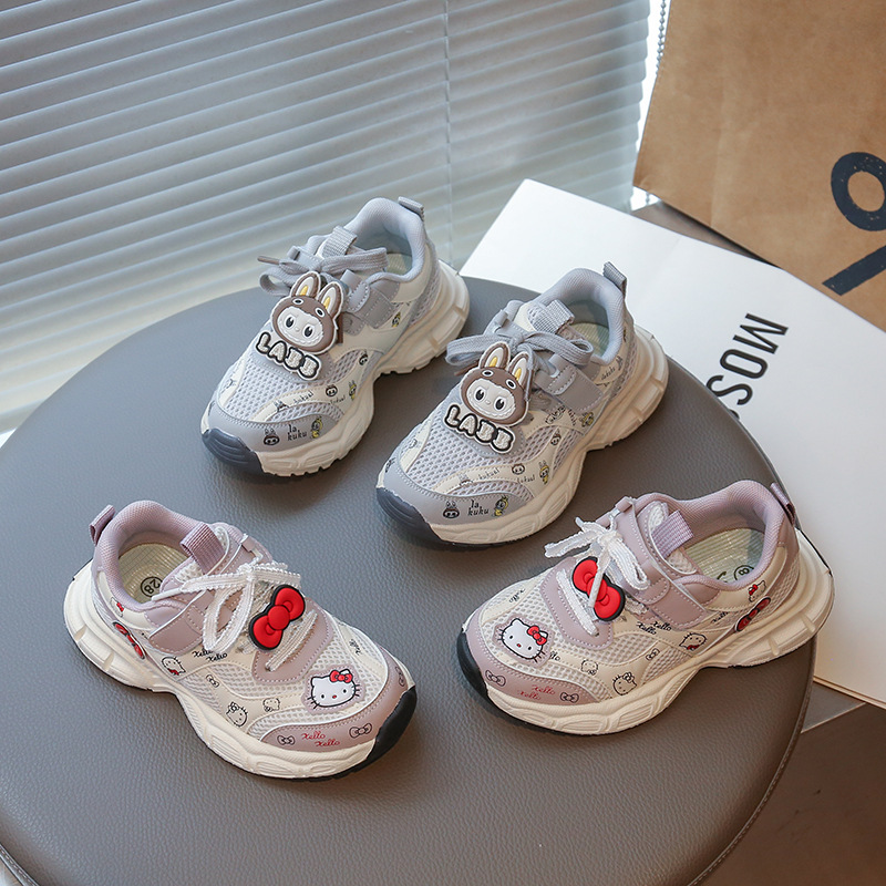 Girls' Sports Shoes 2025 Spring & Fall New Style Kidsren's Cute Mesh Breathable Cartoon Daddy Running Shoes Boys' Shoes Trendy