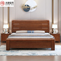 胡桃木实木床新中式风格简约主卧大床 中小户型卧室轻奢款1.8米床
