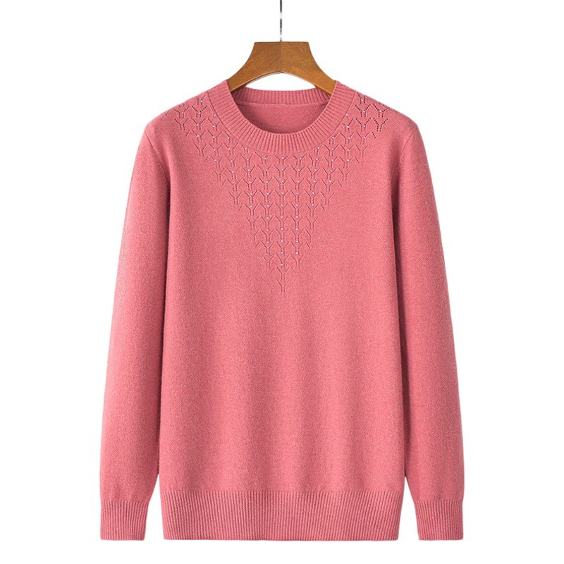 Мама средних лет осенний новый топ иностранный трикотаж 50-летний мужчина среднего и пожилого возраста женский пуловер тонкий свитер и нижний свитер