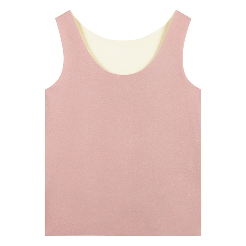 Chaleco superior térmico sin costuras con forro polar de otoño e invierno camisa de fondo de terciopelo de doble cara para mujer ropa interior térmica catiónica para mujer
