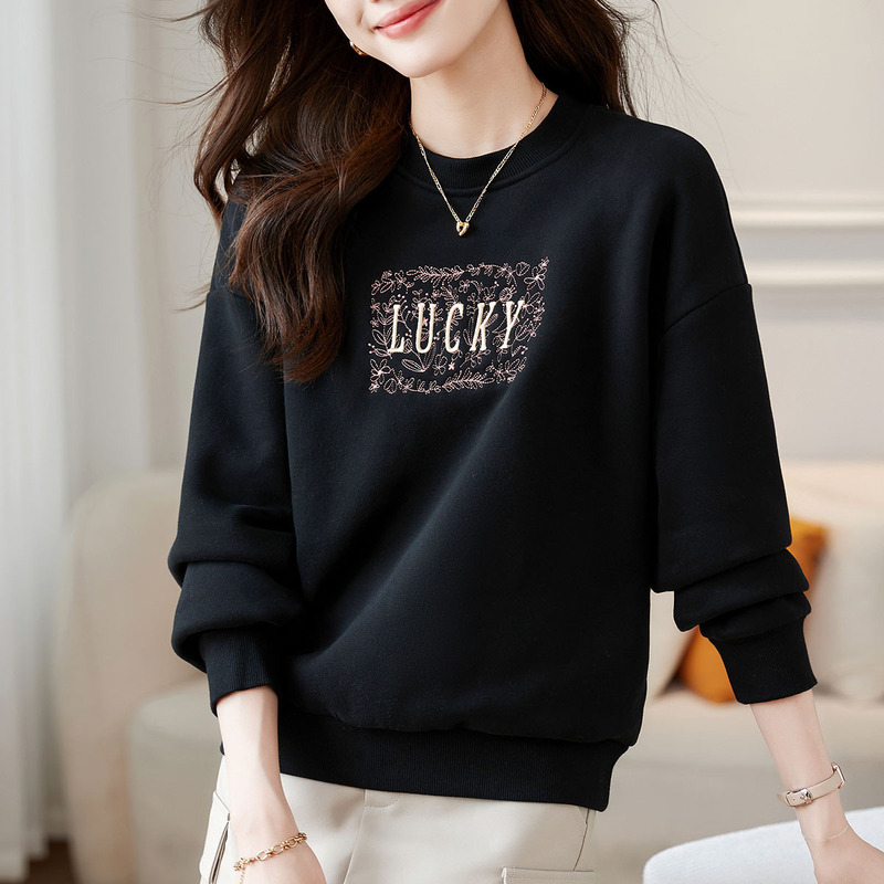 大码女装圆领长袖卫衣女胖妹妹显瘦春秋薄款2025新款爆款上衣外套|undefined