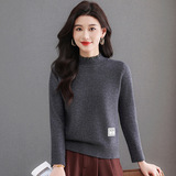 半高领花纱毛衣女秋冬季2025年新款时尚小个子短款针织打底衫上衣，女装针织衫/毛衣，妃慕昵服饰