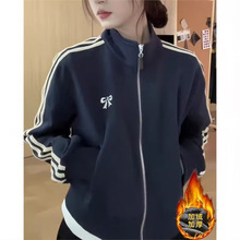 大小姐2025新款立领印花卫衣小个子短款外套宽松休闲棒球开衫上衣