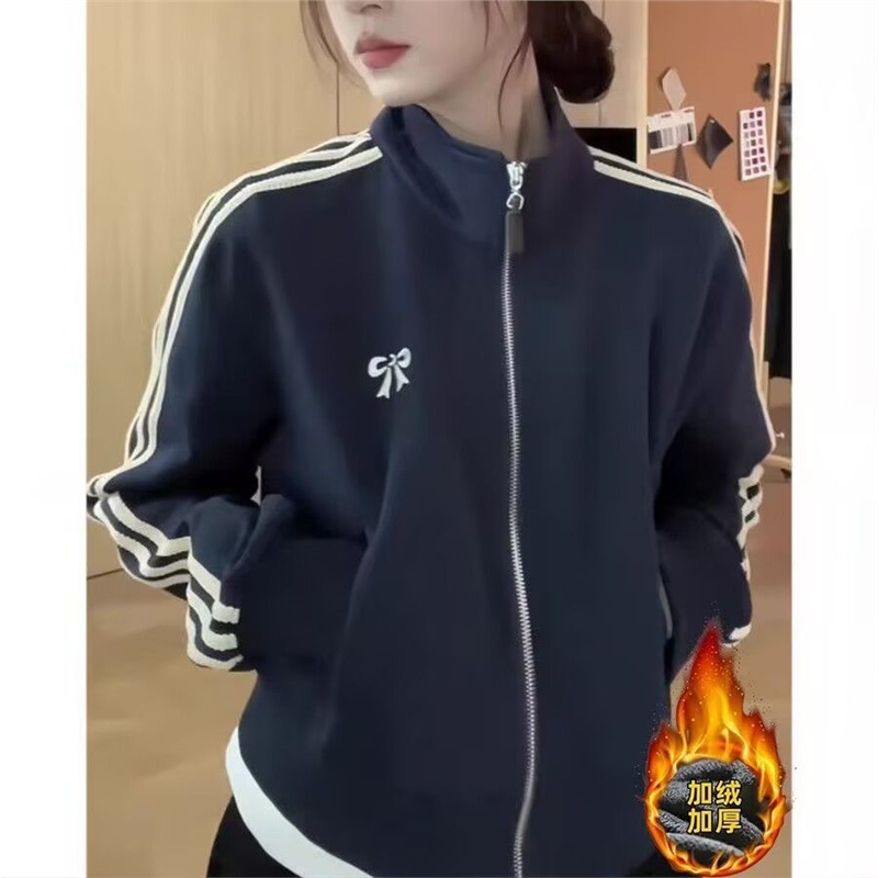 大小姐2025新款立领印花卫衣小个子短款外套宽松休闲棒球开衫上衣