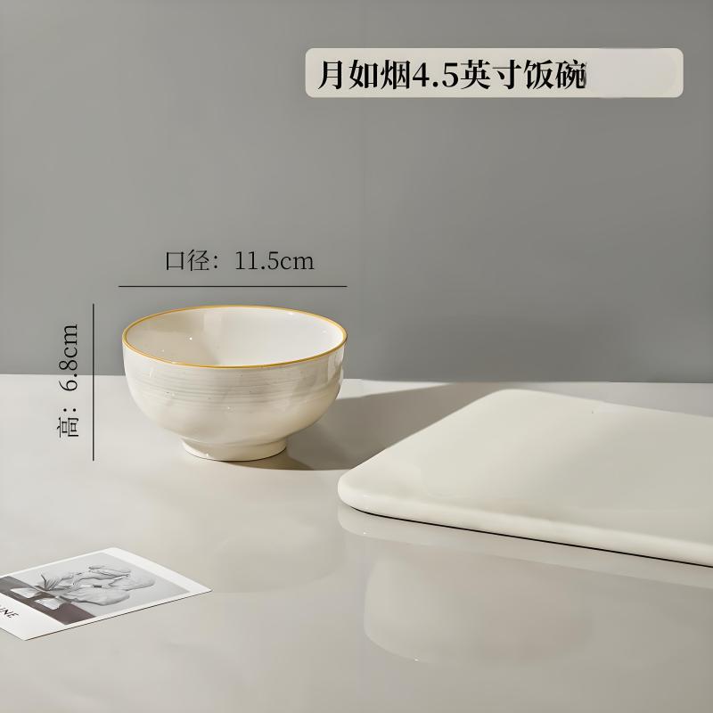 Juego de platos y cuencos de cerámica simple y elegante con acabado bajo vidriado, vajilla de cerámica de alta calidad para uso doméstico, que incluye cuencos, tazones para sopa, platos, cucharas y palillos.