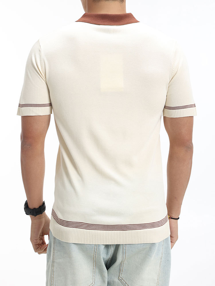 Nuevo polo de hielo de punto para hombres, camiseta de manga corta, vieja camiseta de negocios de alto nivel, camiseta de concha casuales para hombres