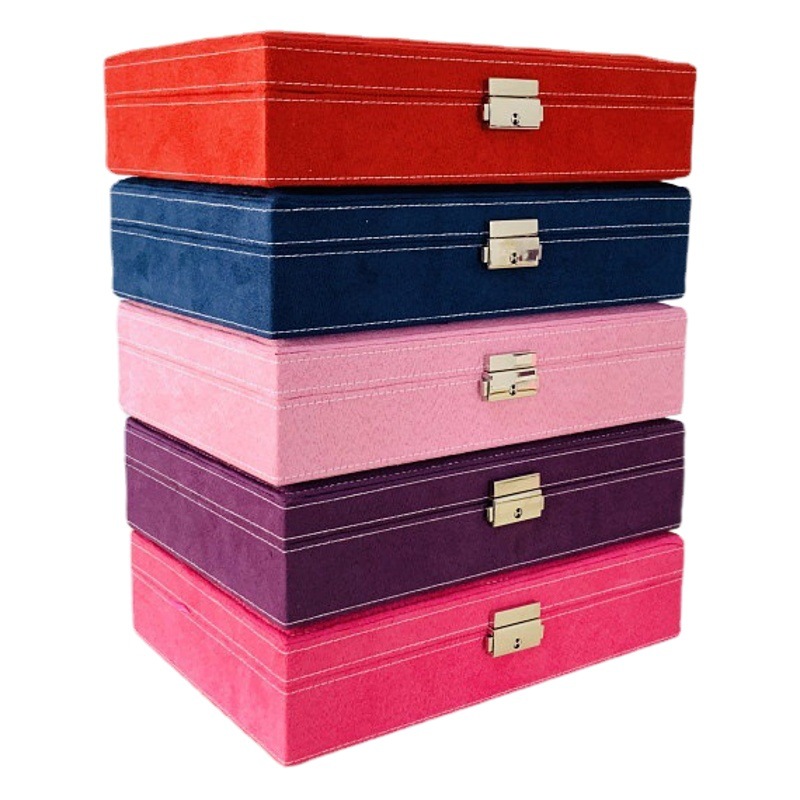 Caja de almacenamiento de joyas caja de joyería portátil caja de joyería de franela caja de joyería al por mayor en stock caja de joyería multifuncional