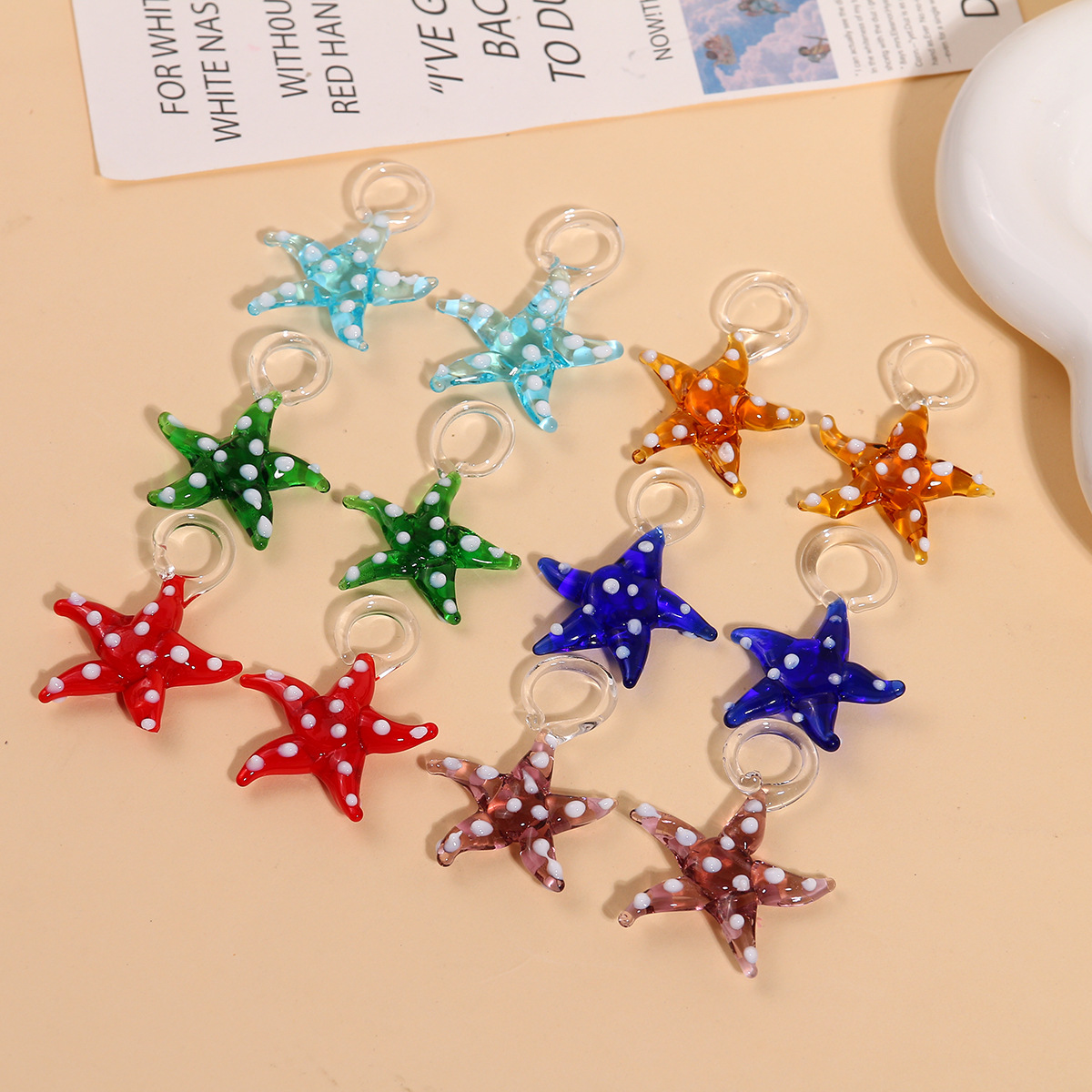 12g Weight Pendant Jewelry Making Type 35*30mm Jewelry Making Size DIY Jewelry Accessories Classification 1 Piece Quantity Glass Material Starfish Pattern IG Style Style 1 Piece 35*30mm Glass Starfish DIY Jewelry Accessories Pendant 2