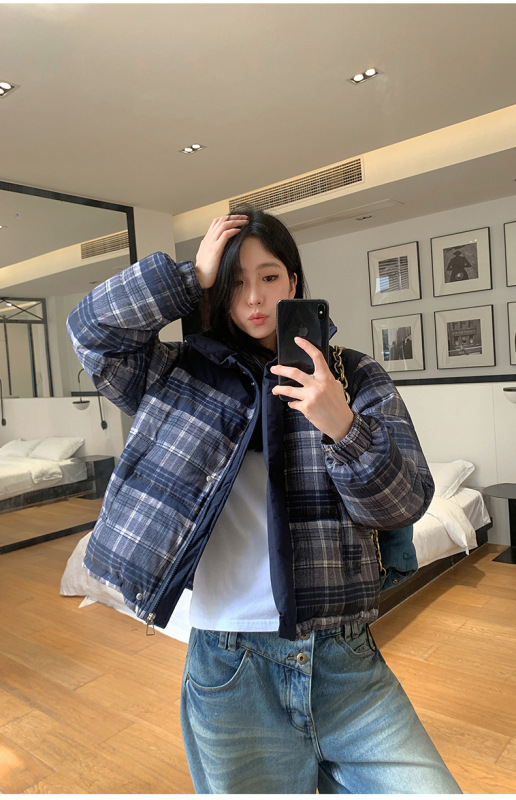 外贸2025秋冬新款欧美豹纹色棉服外套女加厚短款连帽夹克羽绒棉衣|undefined