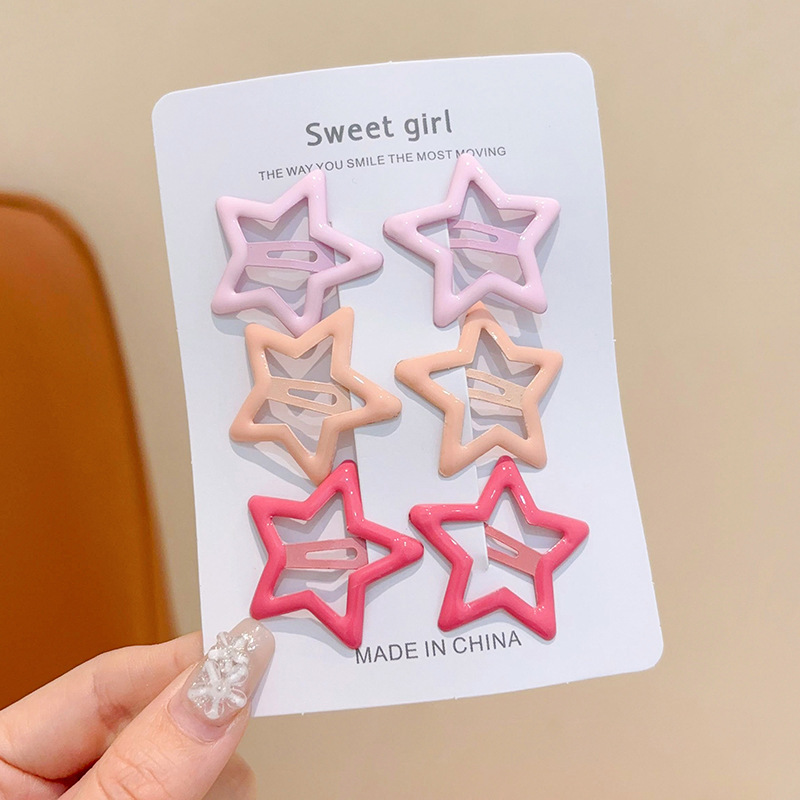 Niñas color caramelo estrellas pinzas de cabello tocado niñas lindas pinzas de cabello frangeo pinzas de cabello niños al por mayor