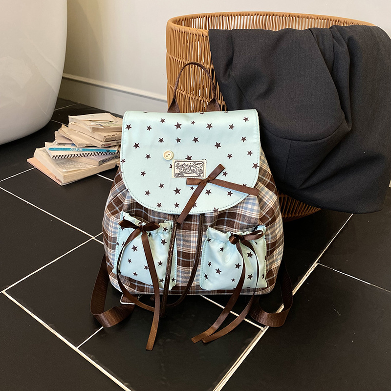 Hermosa estrella arco mochila para hombres y mujeres, mochila verde menta 2026 nueva mochila infantil