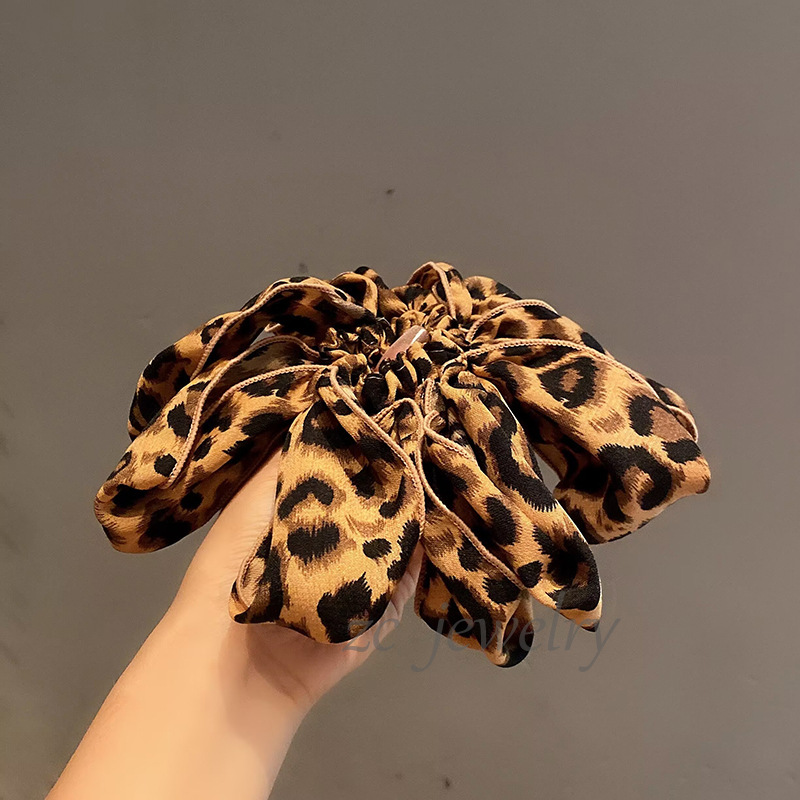 新款甜酷豹纹大肠发圈女布艺高级感扎发绳高级感马尾辫皮筋发饰|undefined