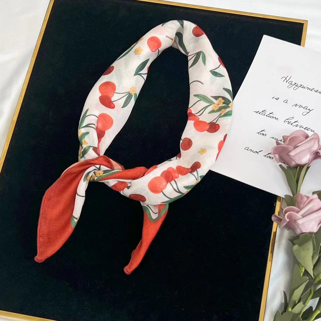 60g Weight Kerchief Classification Daily Occasion cotton and linen Material Flower Pattern Summer Season Women's Gender IG Style Style Women's IG Style Flower Cotton And Linen Kerchief 110