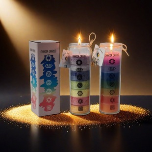 Spot colorful glass bottle religious candle seven-day religious candles ritual fragrance and smoke religious candles for Buddha