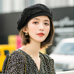 ベレー帽女子春秋新商品2021英倫復古日系百合レース薄手夏画家帽子韓国版ブーム