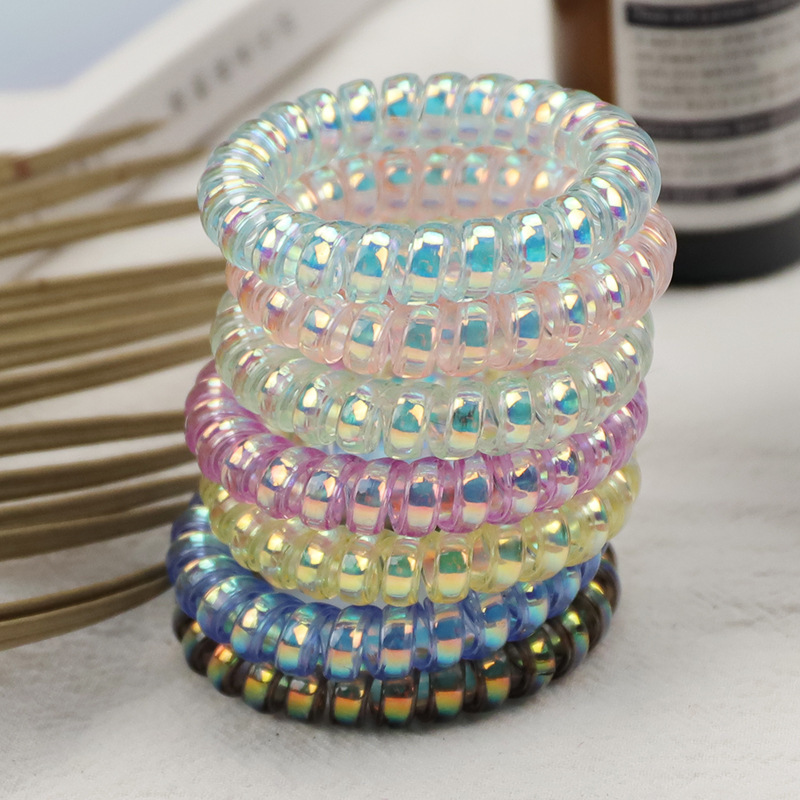 Large Thick Mermaid Phone Cord Hair Band Laser Colorful Hair Rope Hair Rubber Band Headband Leather Set Hair Accessories for Women