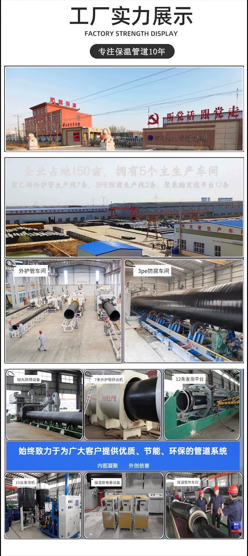 厂家施工含带报警线预制直埋保温管 聚氨酯复合架空式