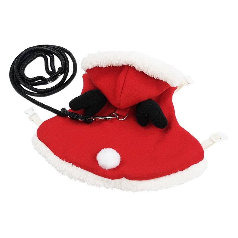 Ropa de conejo cuerda de tracción Linda Navidad Año Nuevo ropa de conejo para mascotas ropa de abrigo engrosada forrada de lana ropa para mascotas