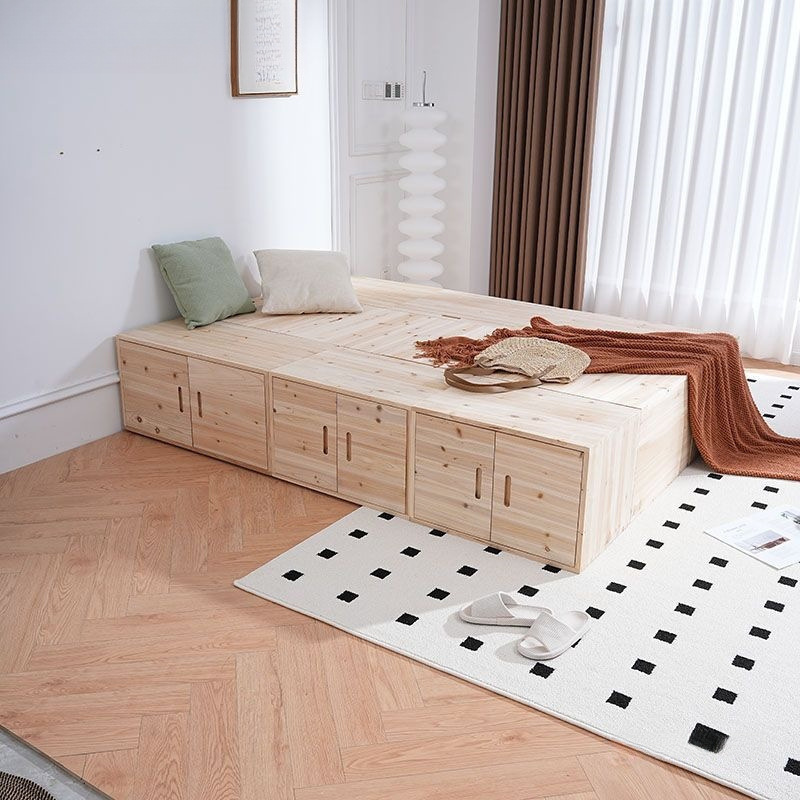 Solid Wood Tatami Wooden Storage Box Bed, Rectangular Storage Box, Can Be Used as a Seat, Widened Bay Window Splicing Bed Box Combination