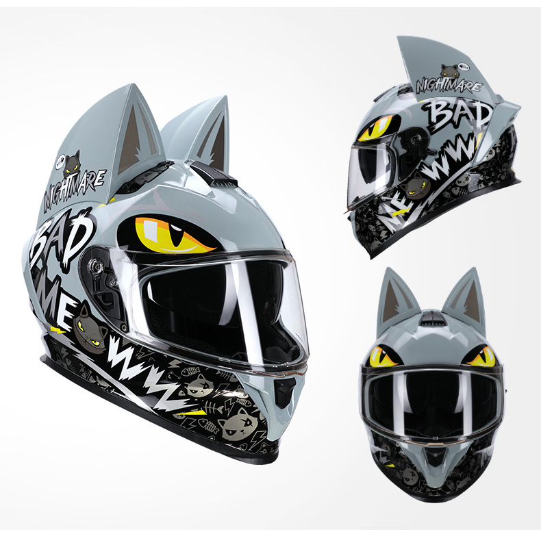 3C certified cat-ear electric motorcycle helmet, suitable for travel and commuting in all seasons, can be equipped with Bluetooth, personalized full-face motorcycle helmet