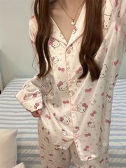 工場卸売りの甘い波点kitty猫パジャマ女春秋の新型長袖長ズボン美少女家対外貿易